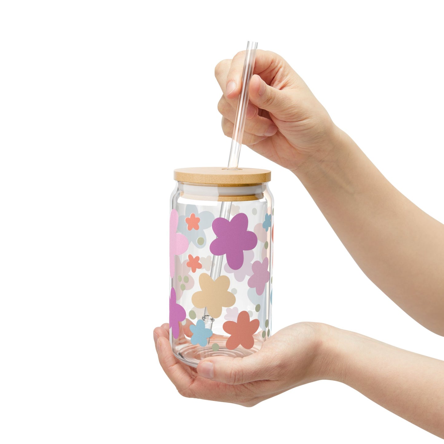 Bright Floral 16oz Glass