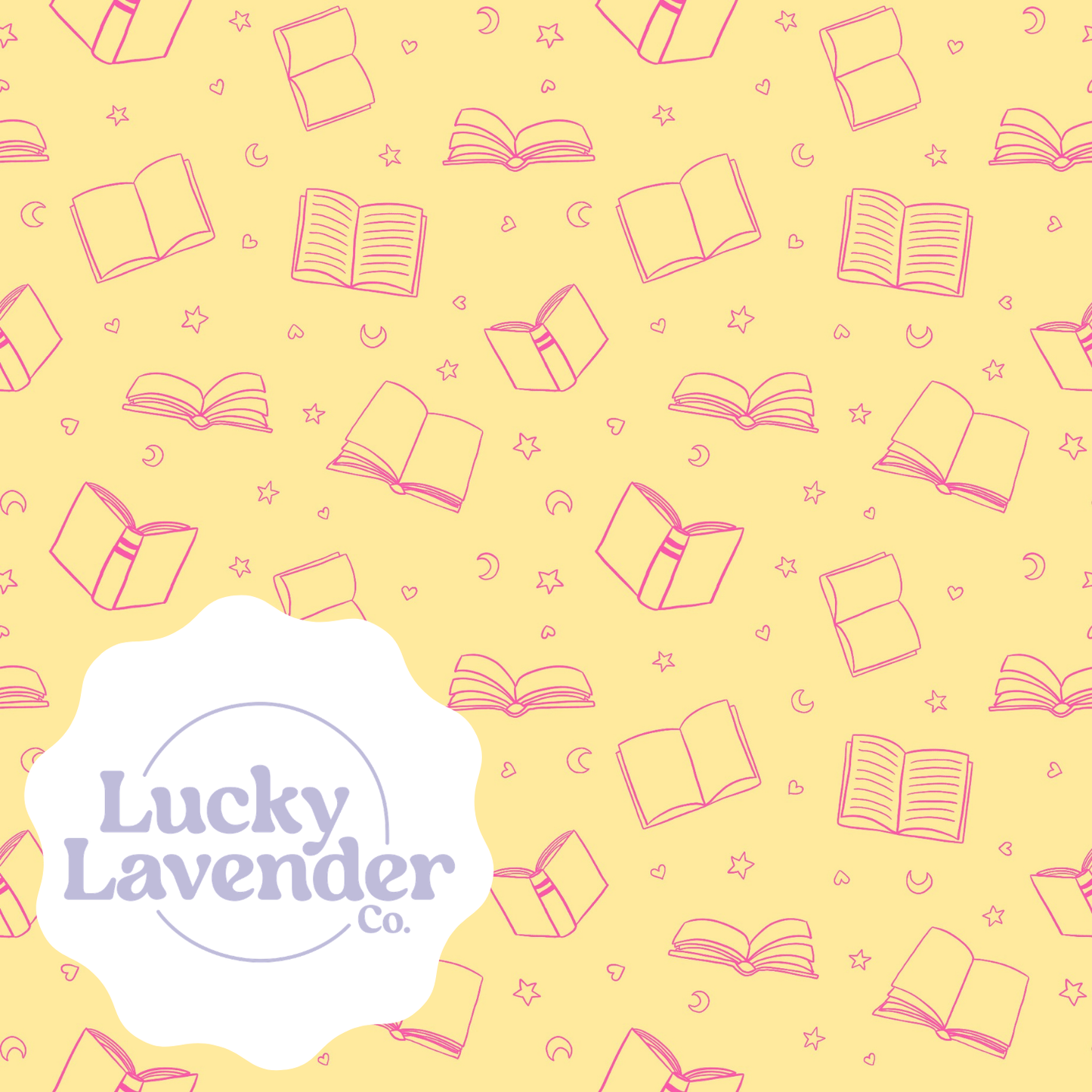Bookish Seamless Pattern - Yellow/Pink