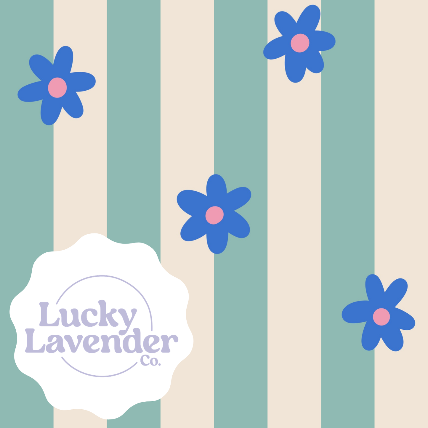 Daisies Seamless Pattern - Seafoam/Cobalt