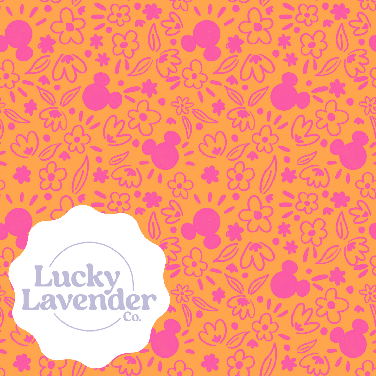 Mouse Florals Seamless Pattern - Orange/Pink