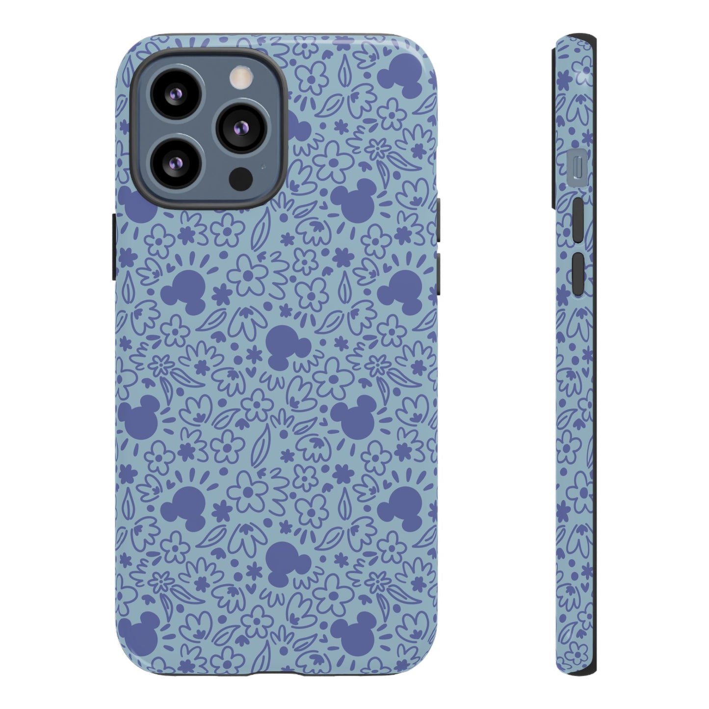 Mouse Florals (Blue) iPhone Case