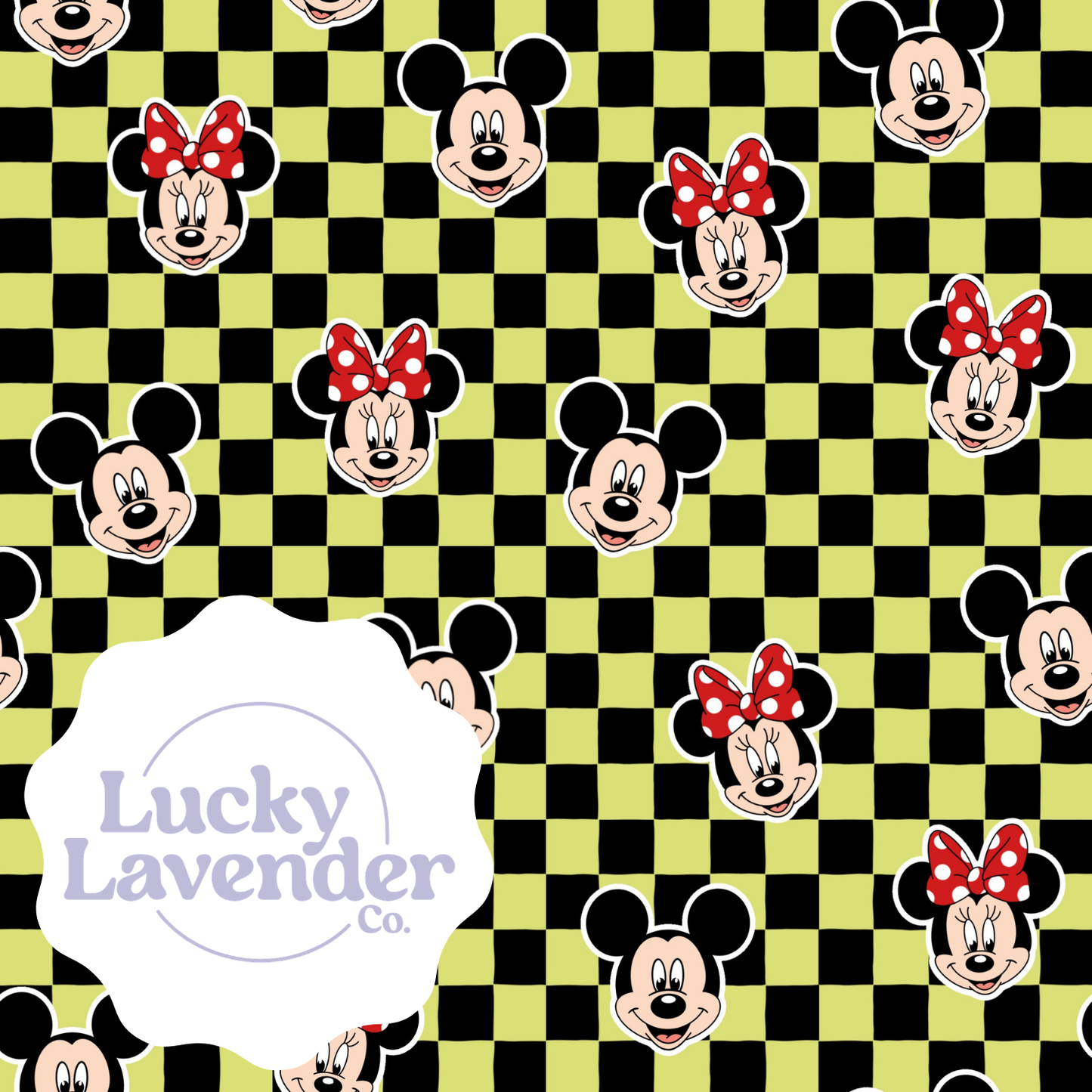 Mousey Checkered Seamless Pattern - Neon/Black