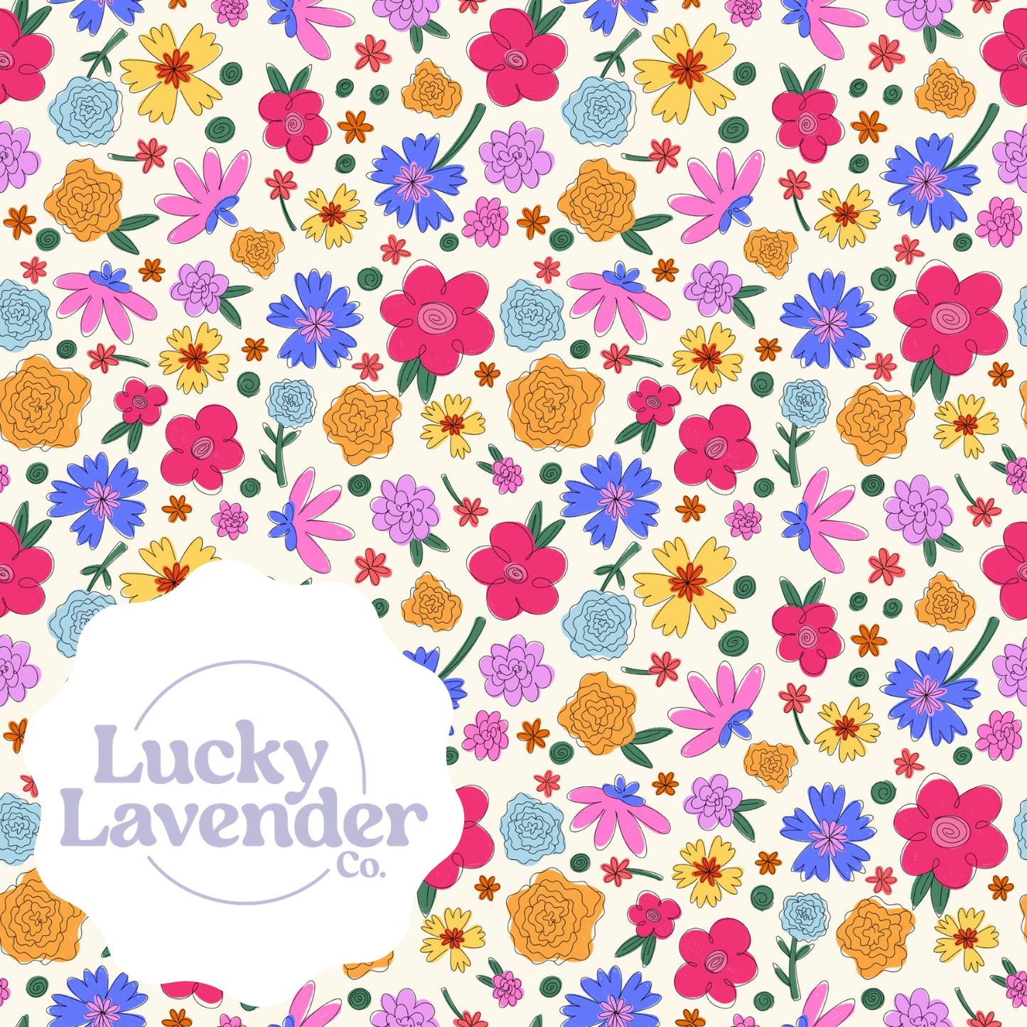 Doodle Flowers Seamless Pattern