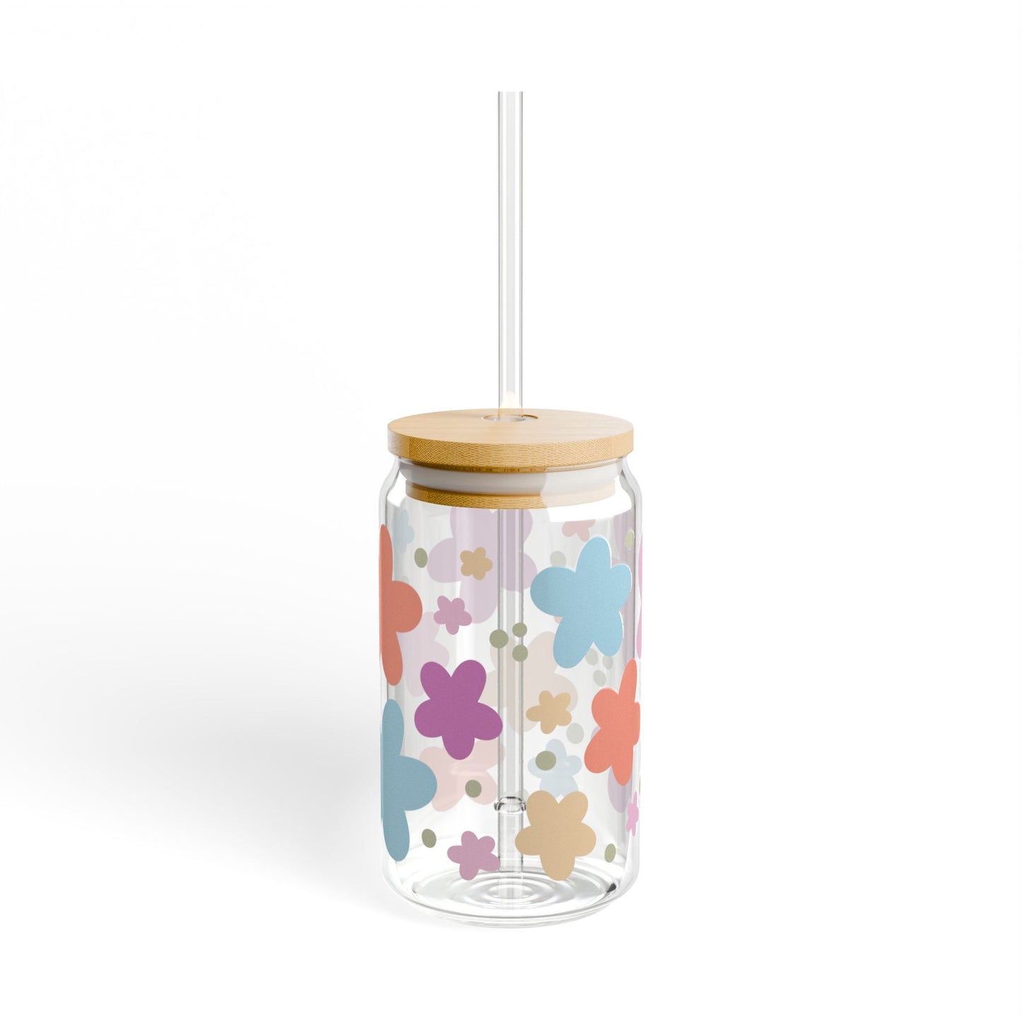 Bright Floral 16oz Glass