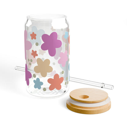 Bright Floral 16oz Glass