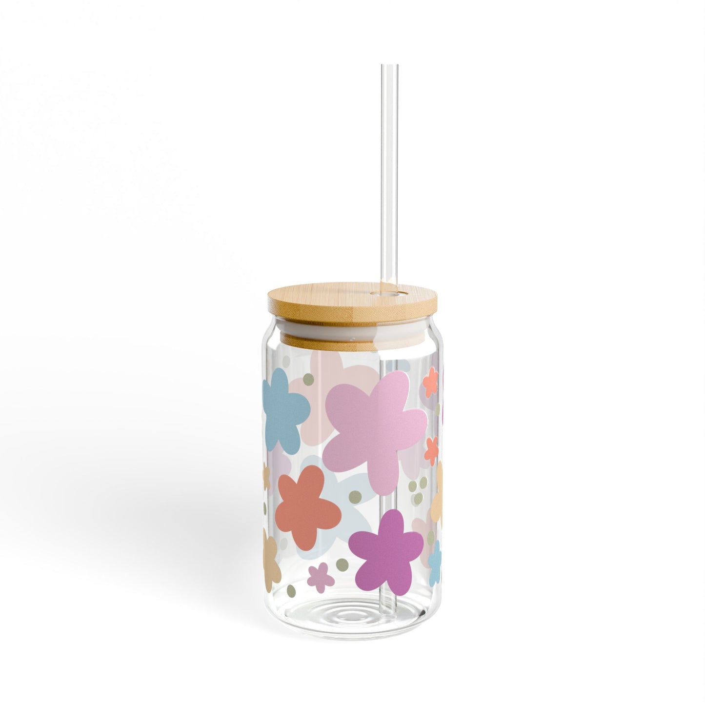Bright Floral 16oz Glass