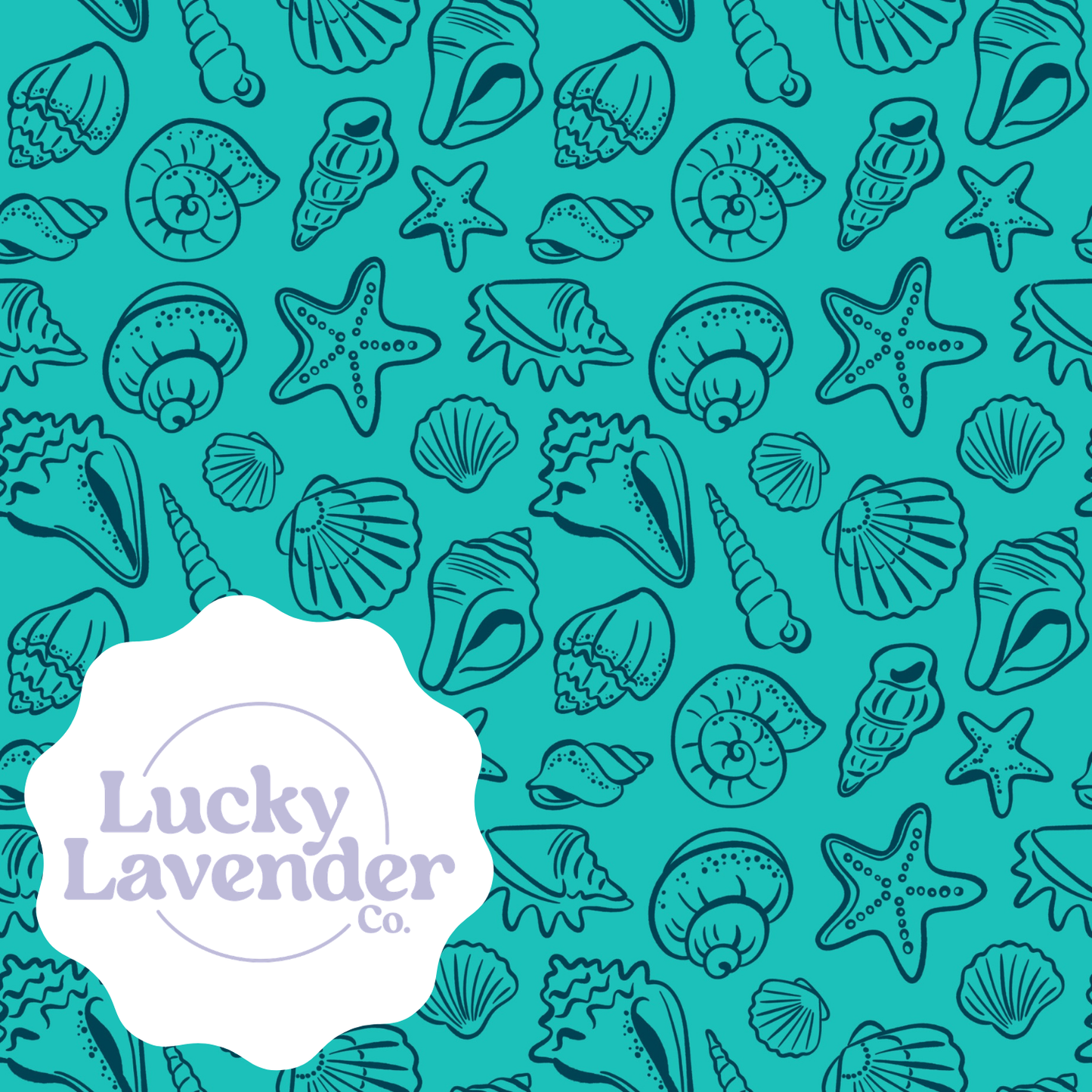 Shelly Seamless Pattern - Turquoise/Navy