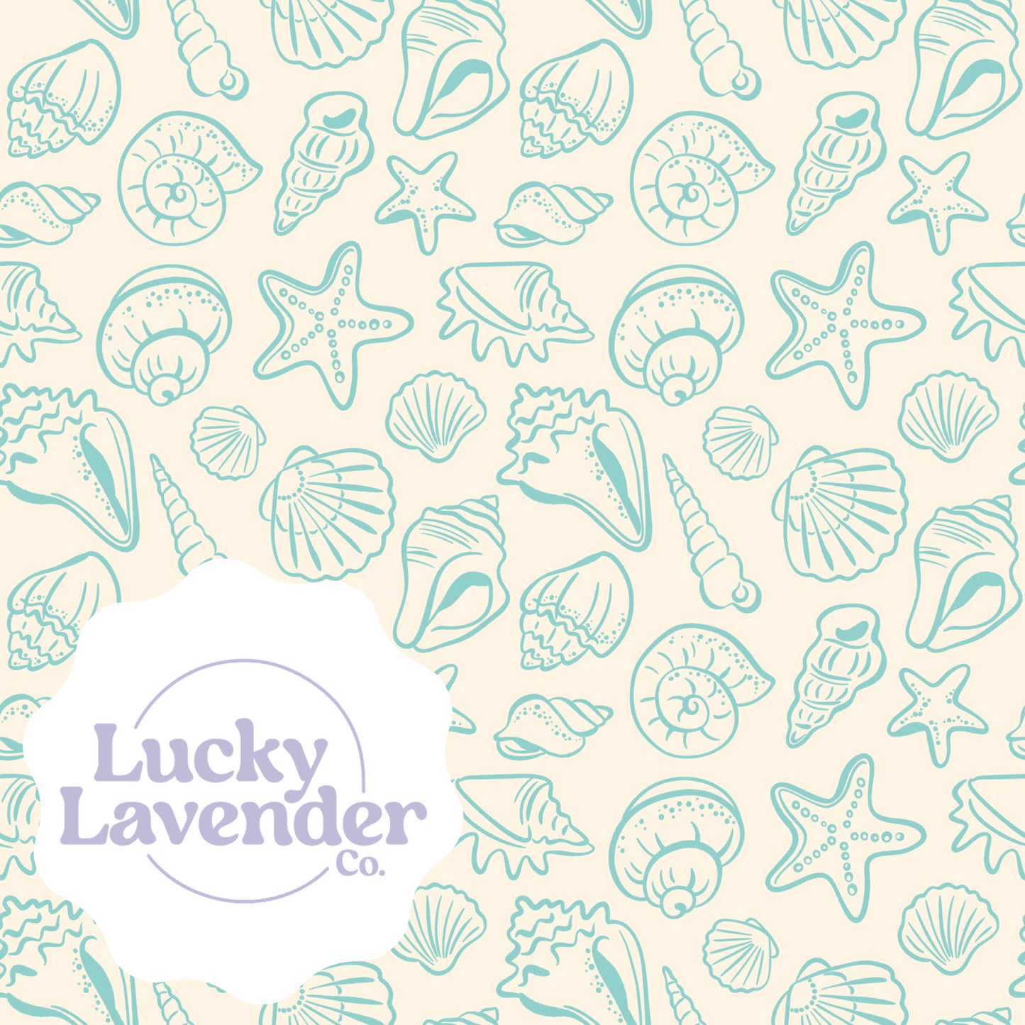 Shelly Seamless Pattern - Cream/Blue