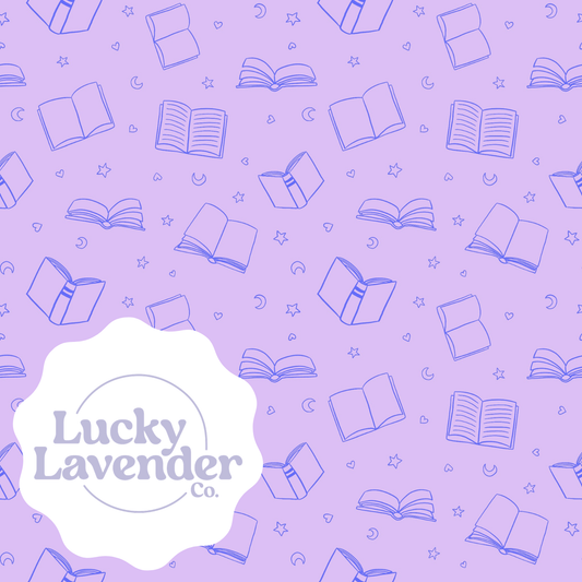 Bookish Seamless Pattern - Lavender/Cobalt