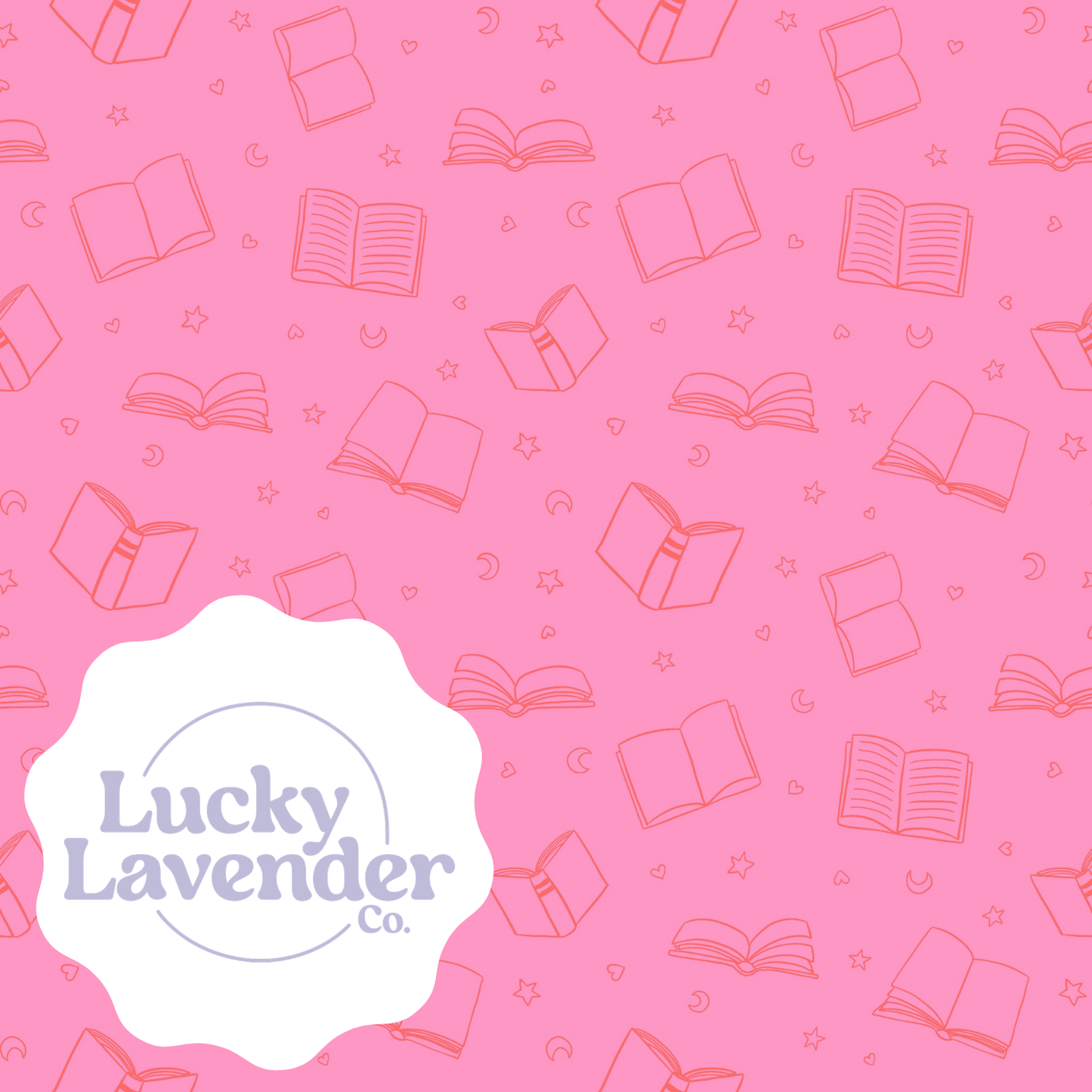 Bookish Seamless Pattern - Pink/Orange