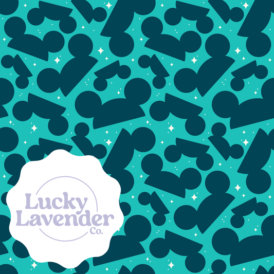 Mouse Club Seamless Pattern - Turquoise/Dark Teal