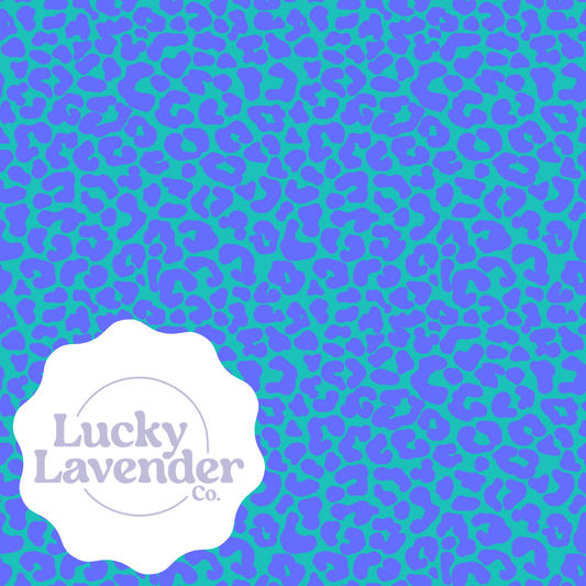 Mousey Cheetah Seamless Pattern - Turquoise/Purple