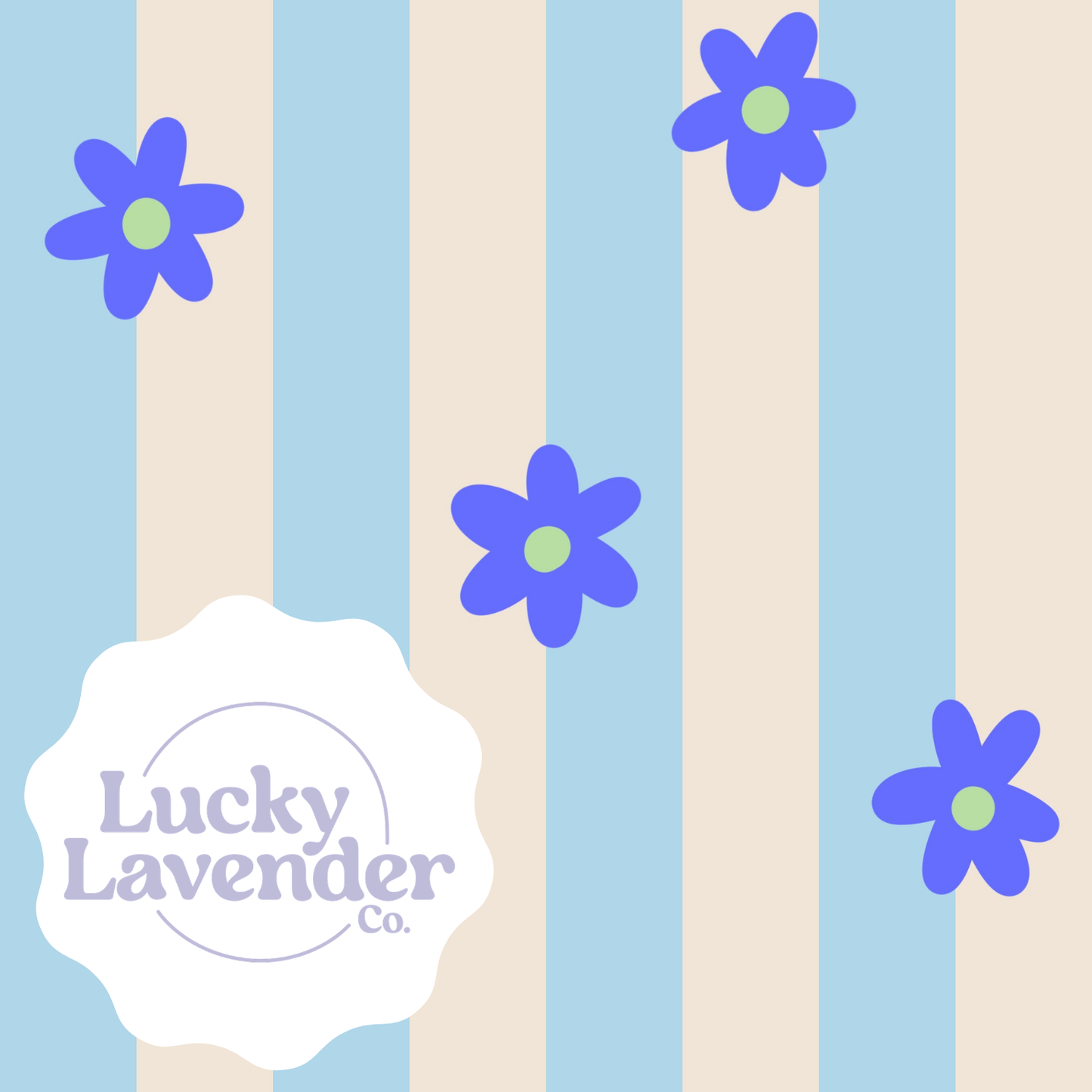 Daisies Seamless Pattern - Sky/Cobalt
