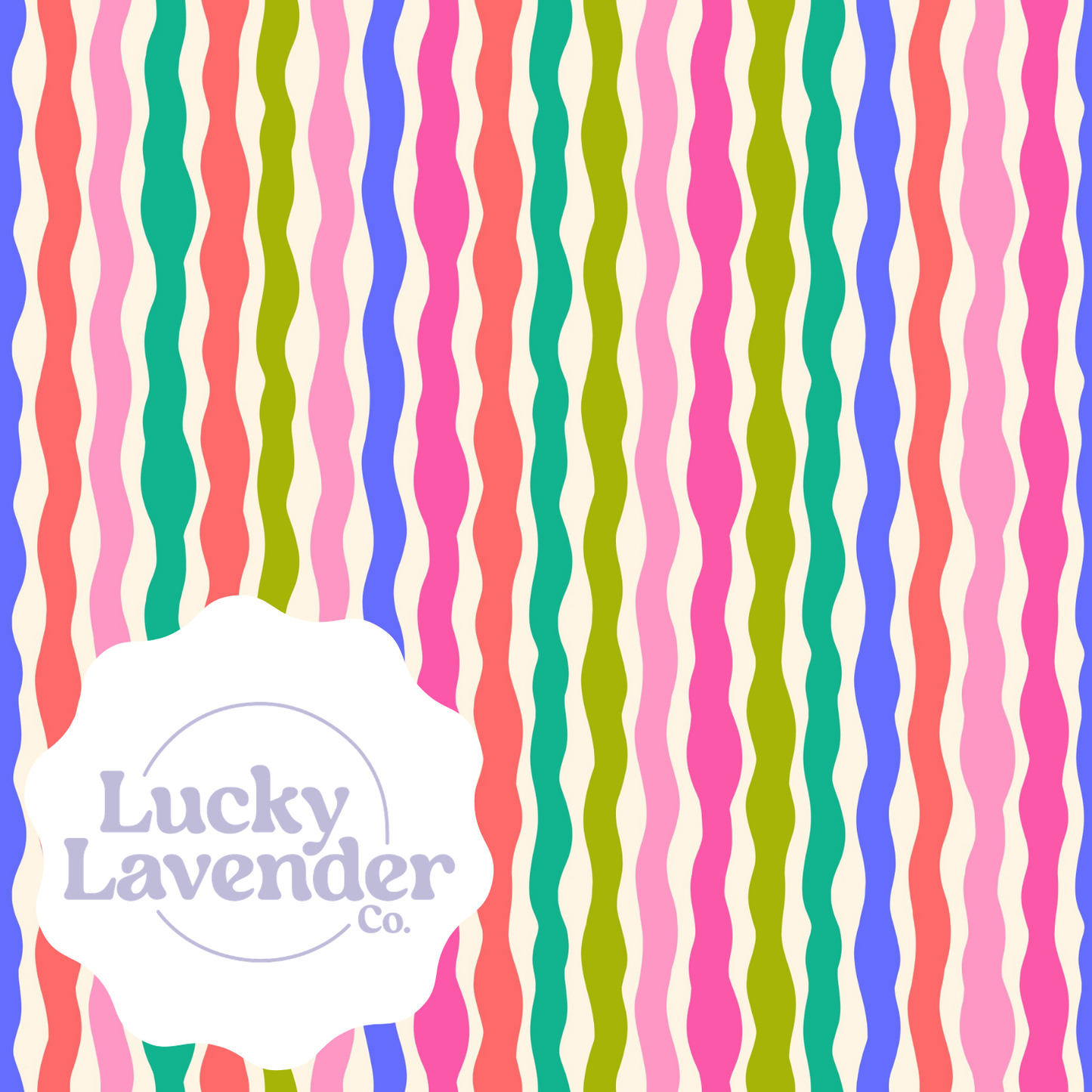 Wavy Days Seamless Pattern - Cream/Rainbow