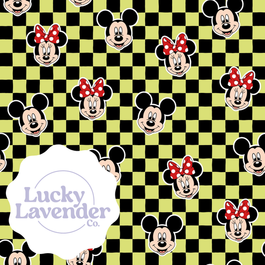 Mousey Checkered Seamless Pattern - Neon/Black