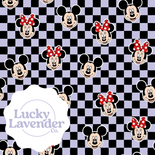 Mousey Checkered Seamless Pattern - Lavender/Black