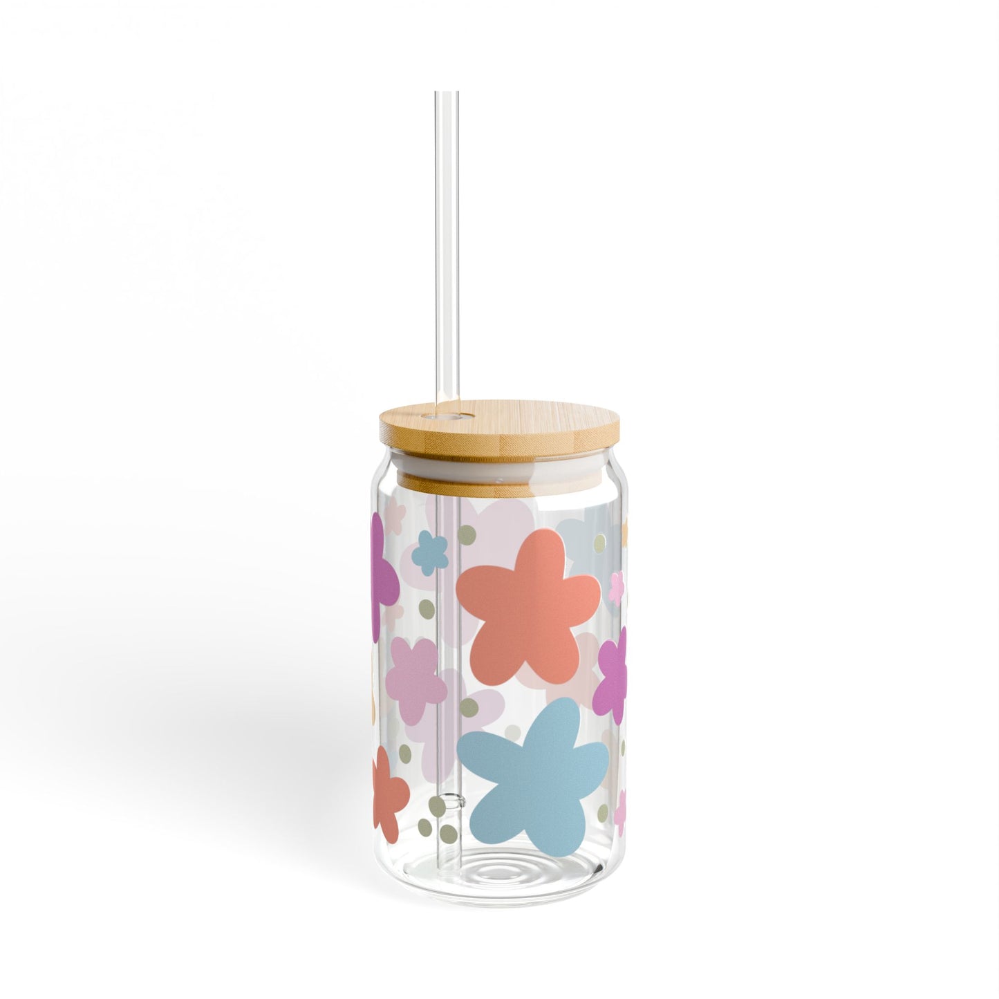 Bright Floral 16oz Glass