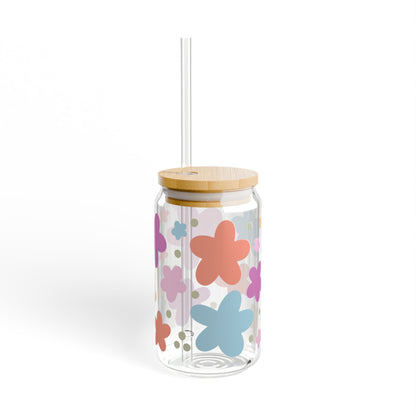Bright Floral 16oz Glass
