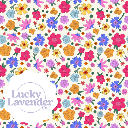 Doodle Flowers Seamless Pattern