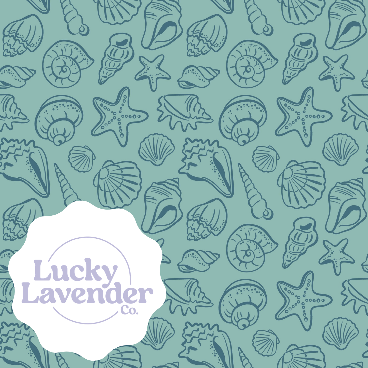 Shelly Seamless Pattern - Seafoam/Navy