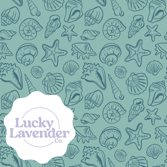 Shelly Seamless Pattern - Seafoam/Navy