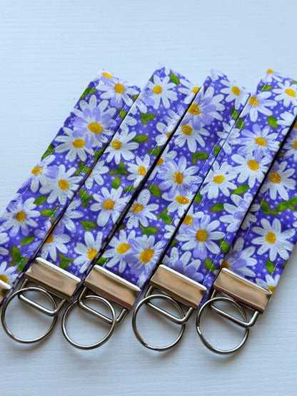 Purple Daisies Wristlet Key Fob