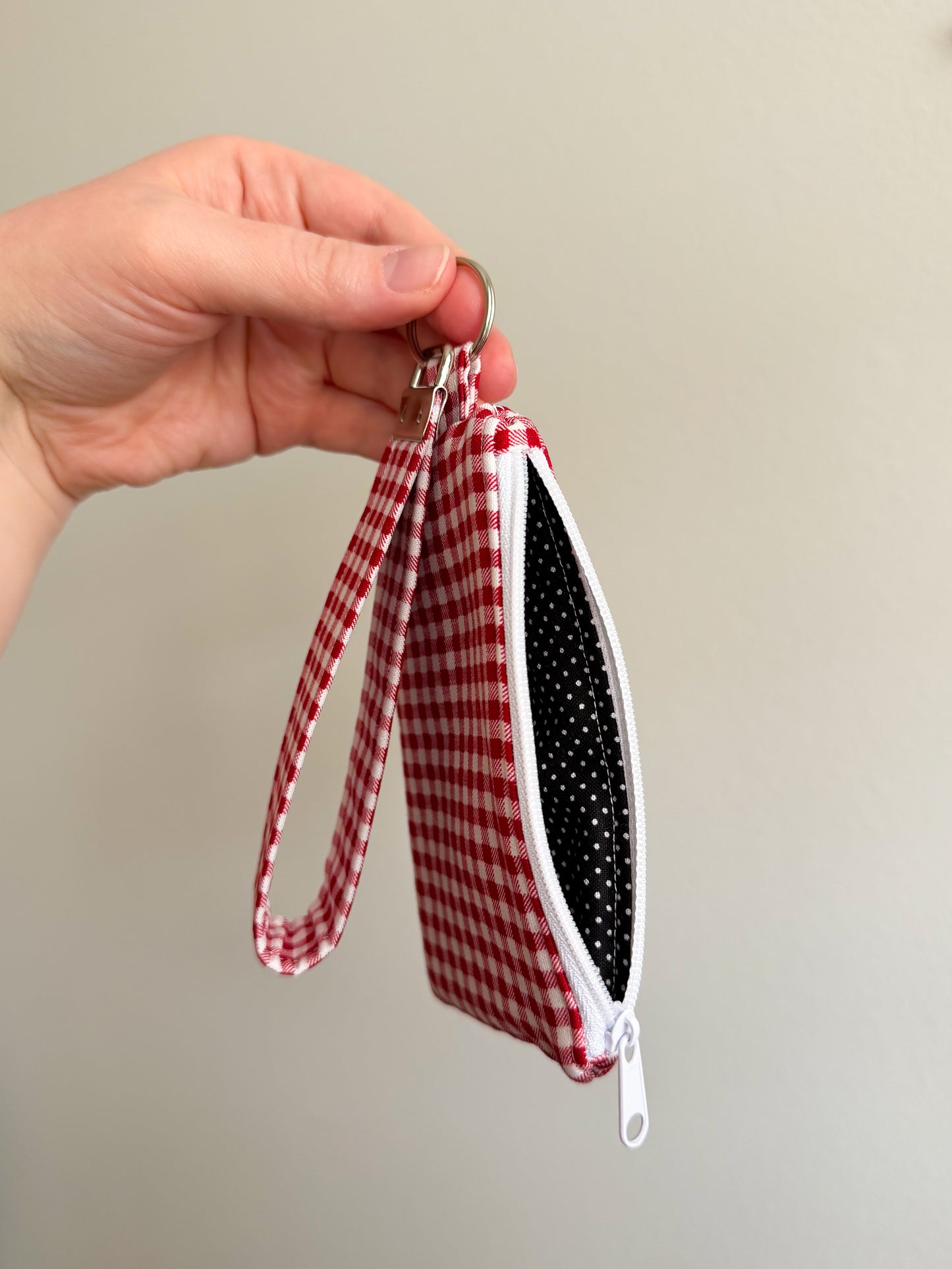 Red Gingham Key Fob + Wallet Wristlet