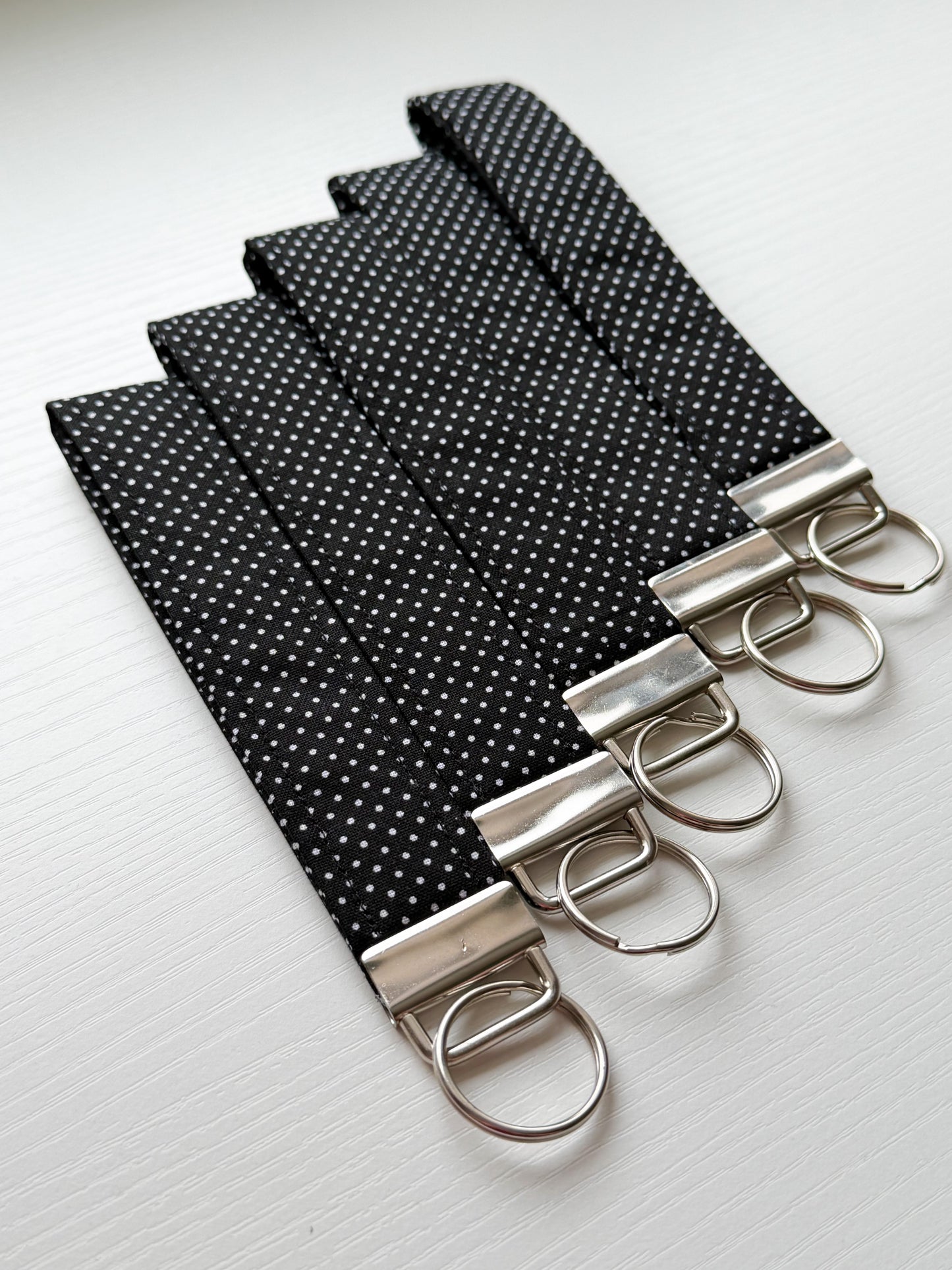 Black Polka Dot Wristlet Key Fob