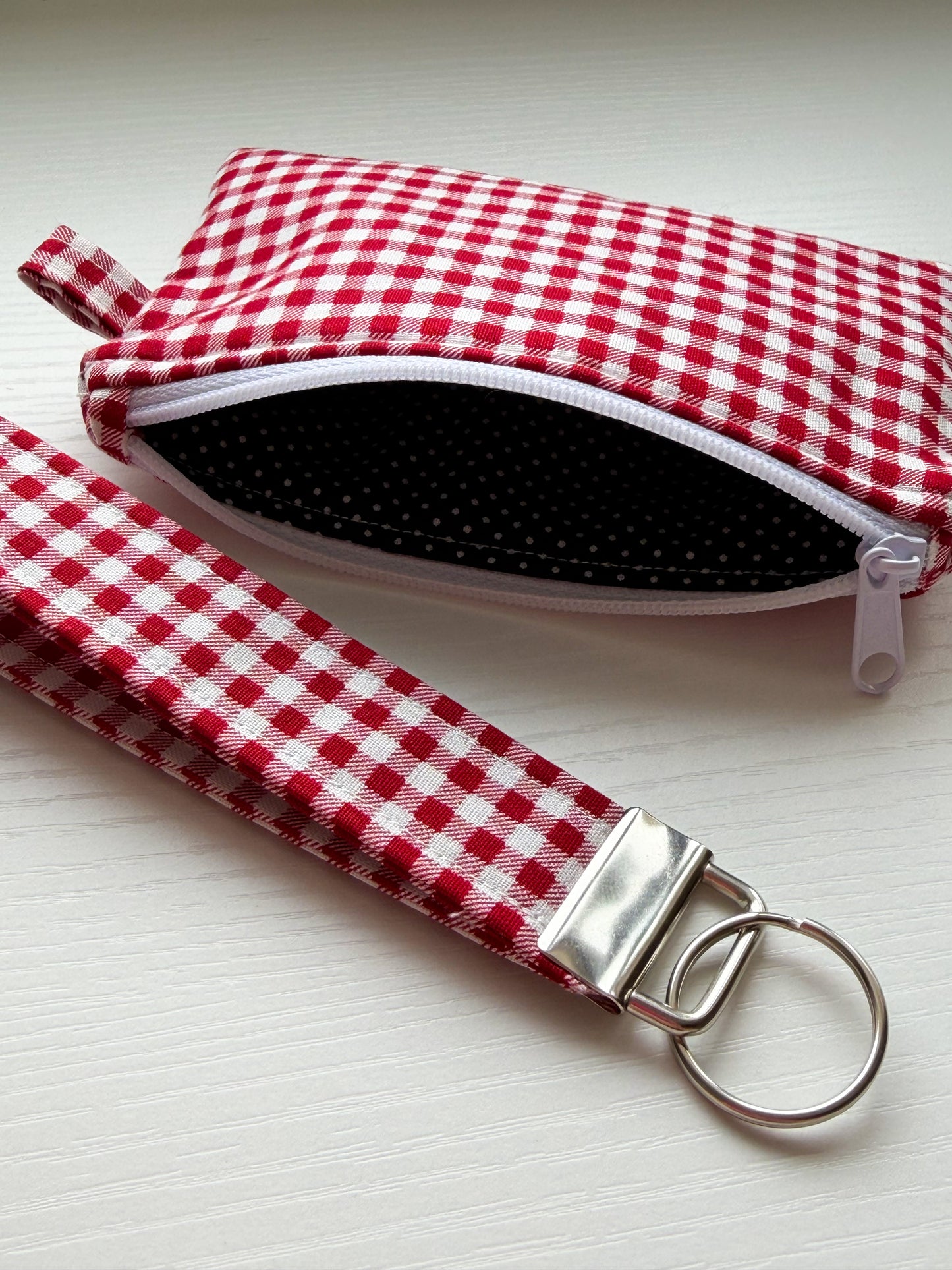 Red Gingham Key Fob + Wallet Wristlet