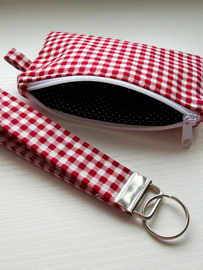 Red Gingham Key Fob + Wallet Wristlet